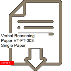 Verbal Reasoning Paper VT-FT-003 Single Paper