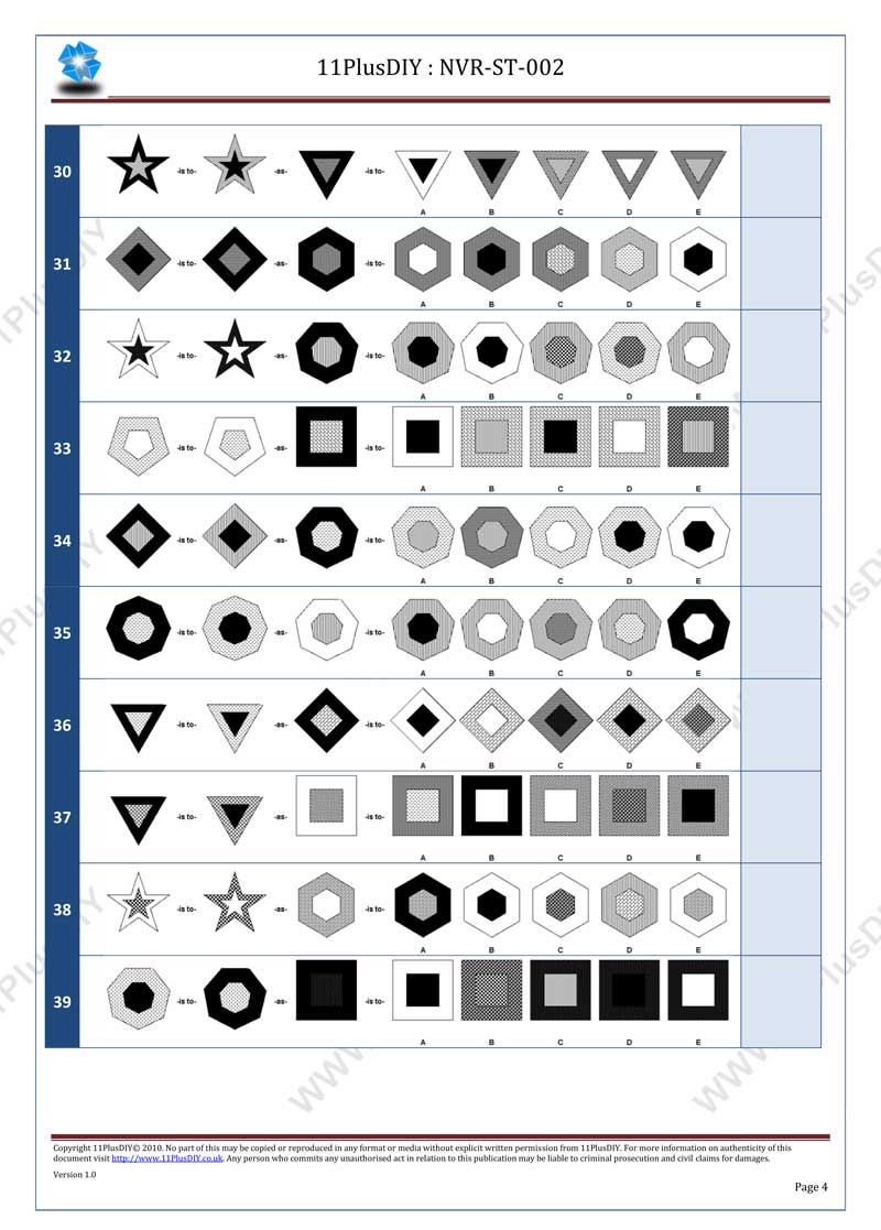 Non-Verbal Reasoning Sample Test NVR-ST-002